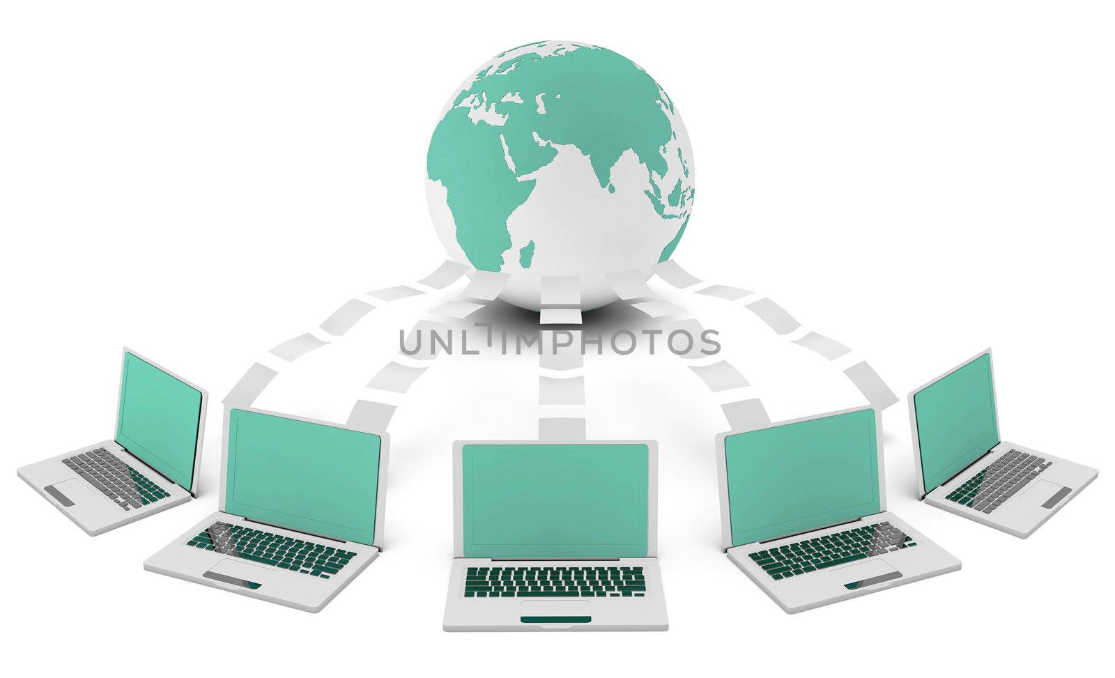 Computer Network on the Internet in 3d Concept