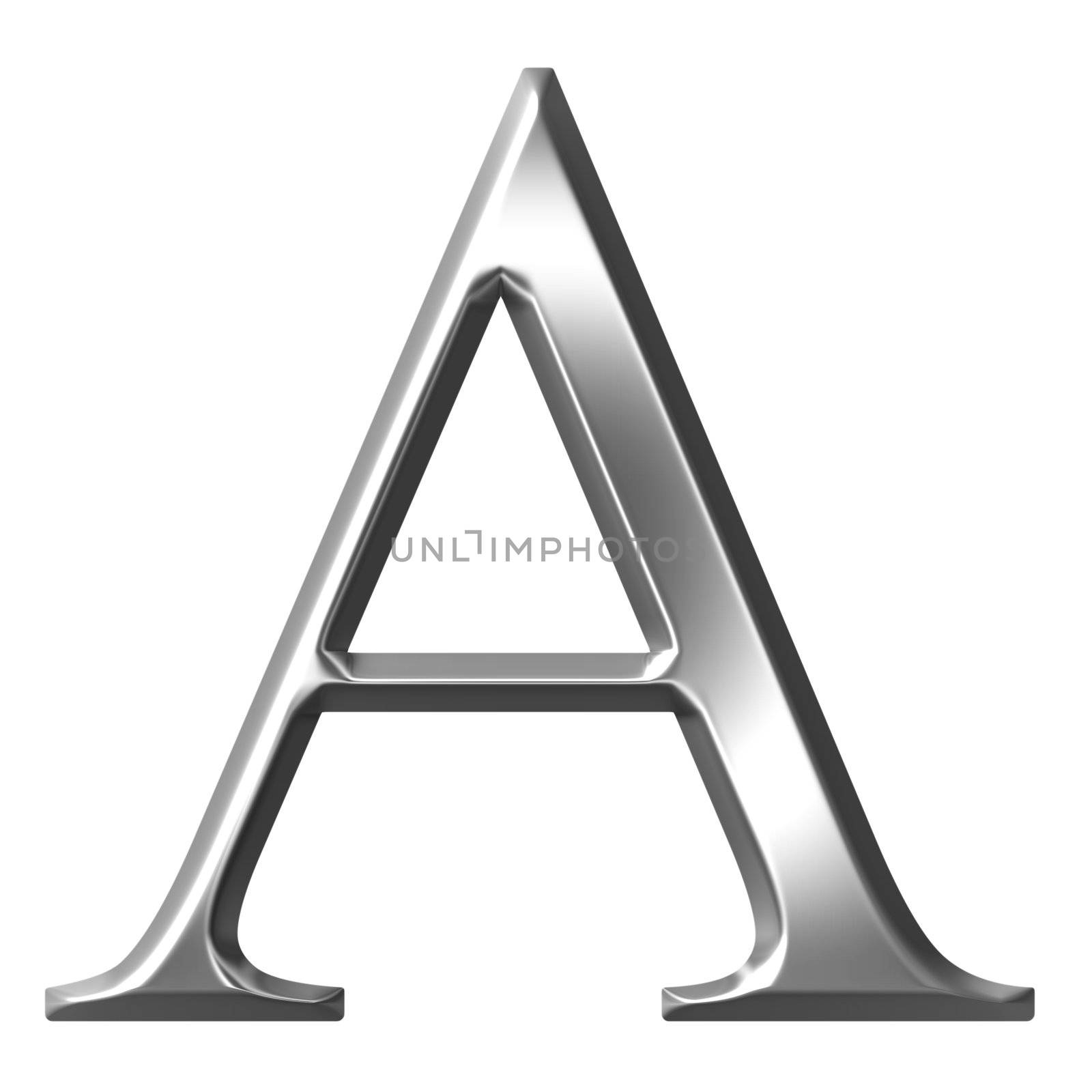 3d silver Greek letter Alpha isolated in white