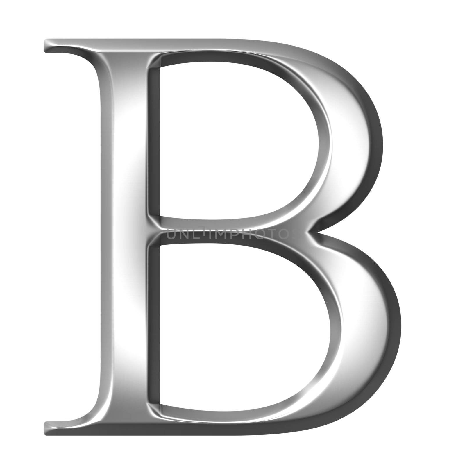 3d silver Greek letter Beta isolated in white