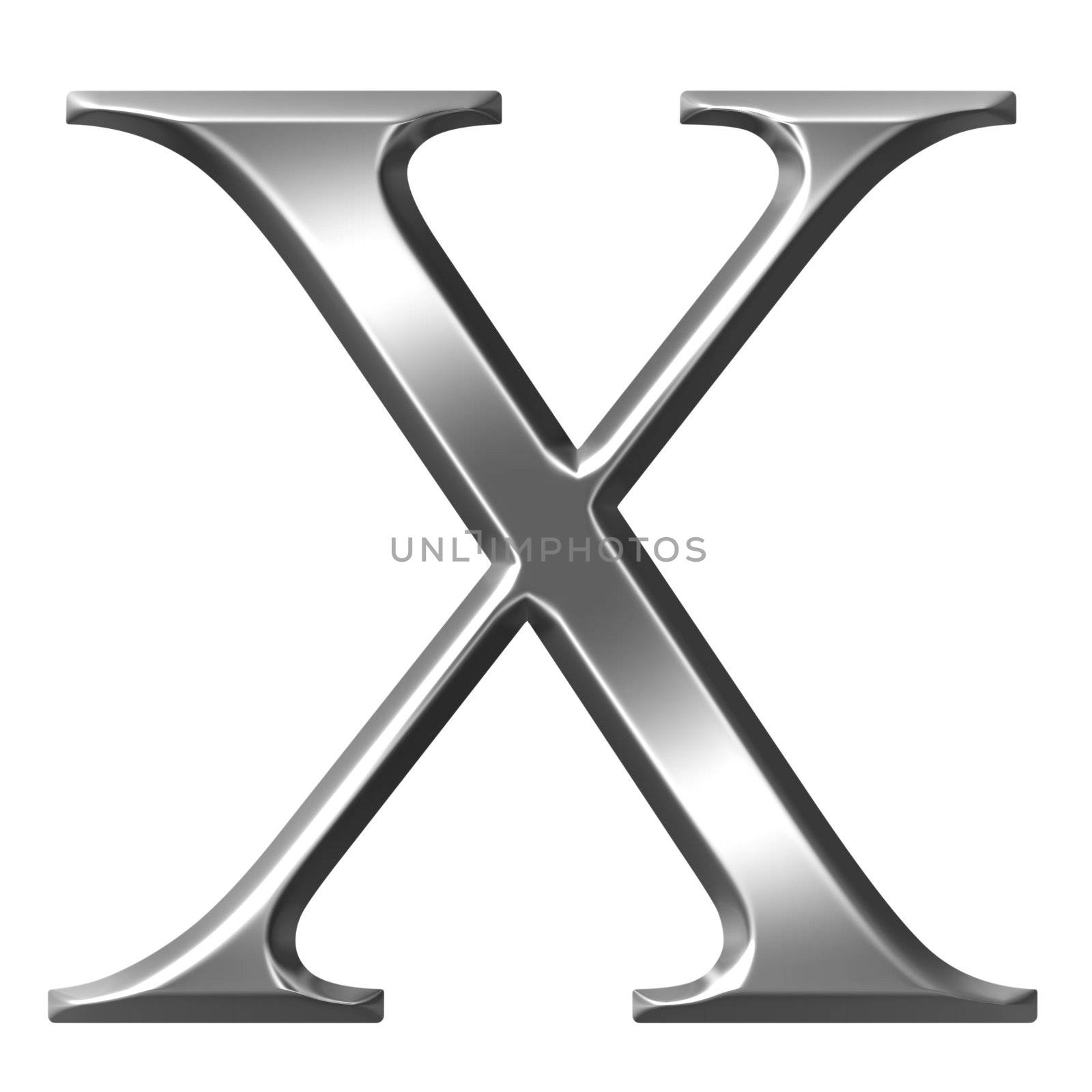 3d silver Greek letter Chi isolated in white