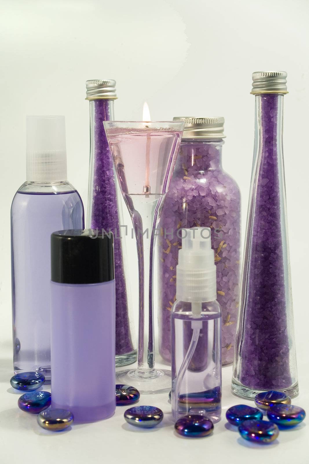 A collection of lavender bath products.