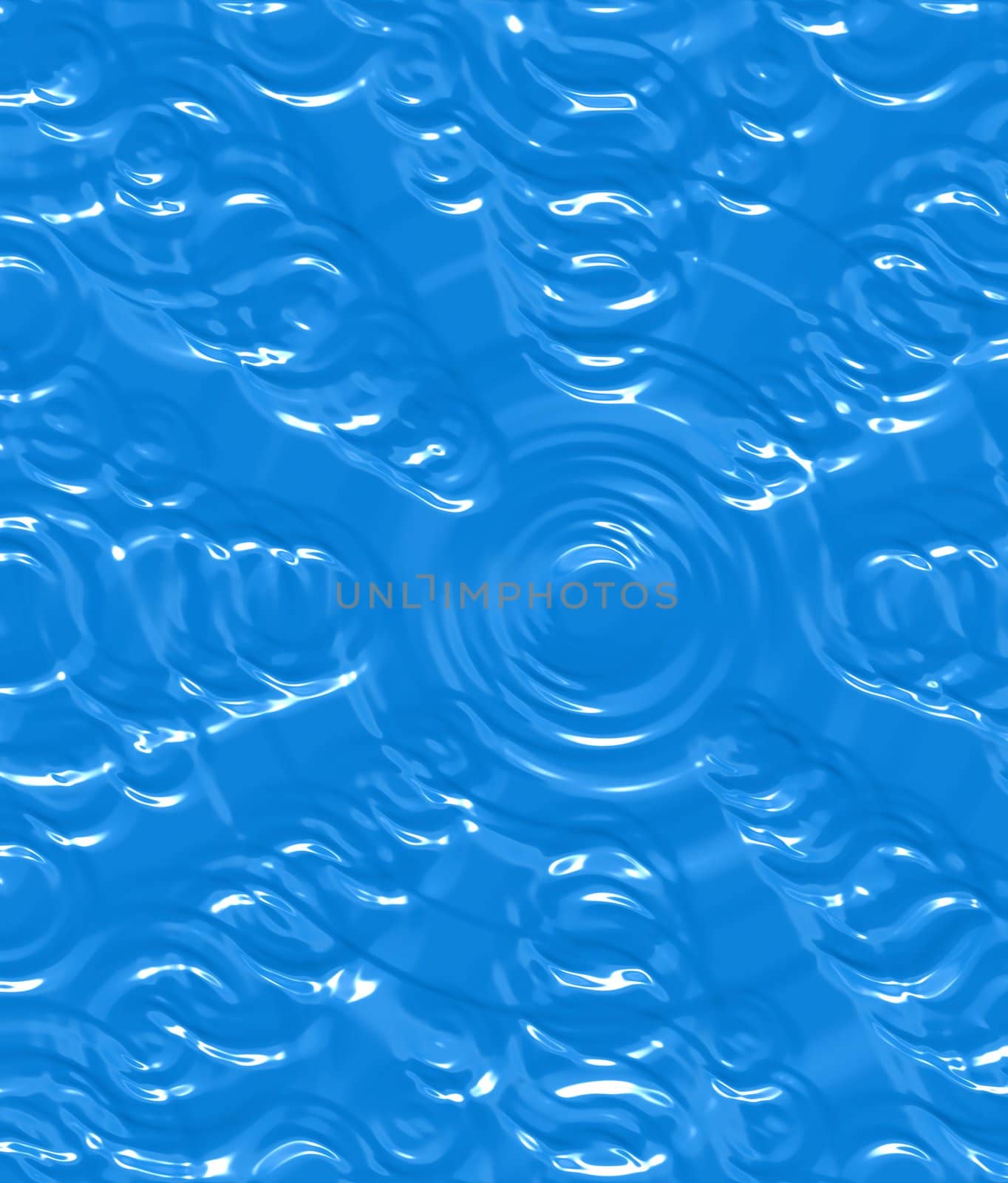 abstracted and imprinted rings of water drops  on blue