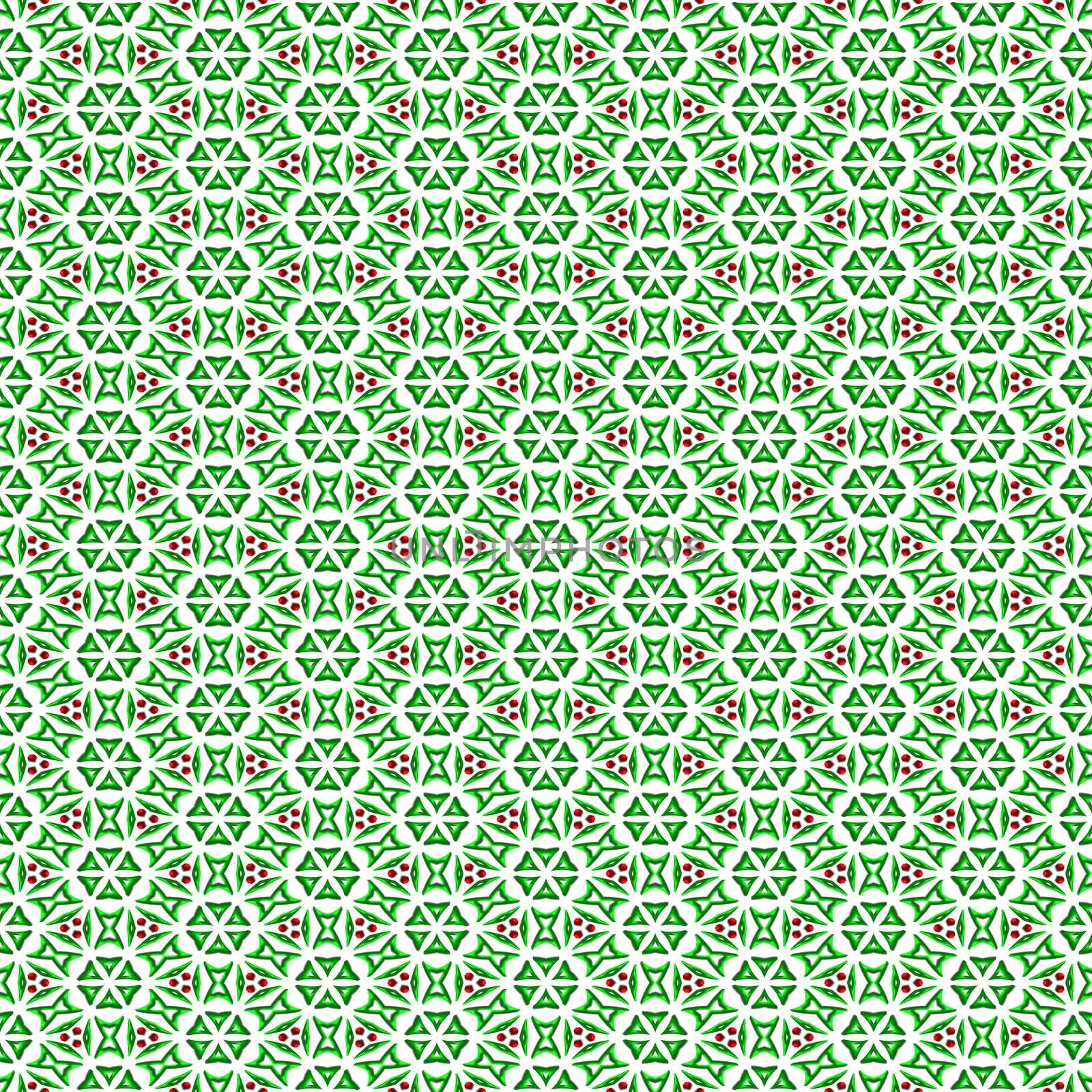 seamless background with festive green and red leaf shapes