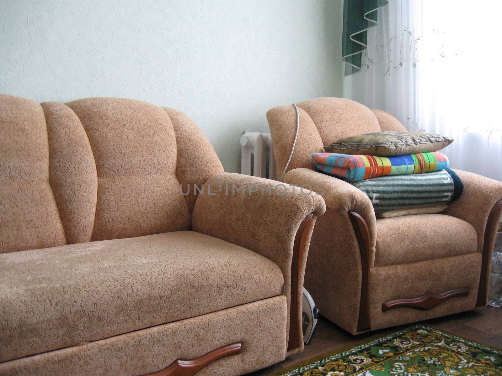 Modern and fashionable interior of a drawing room of a room