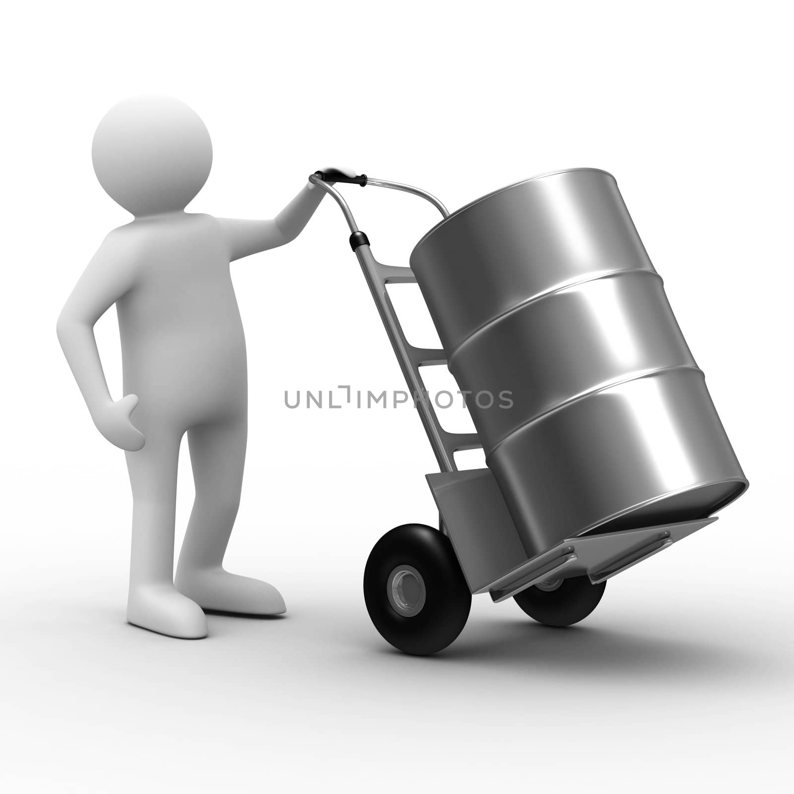 hand truck on white background. Isolated 3D image