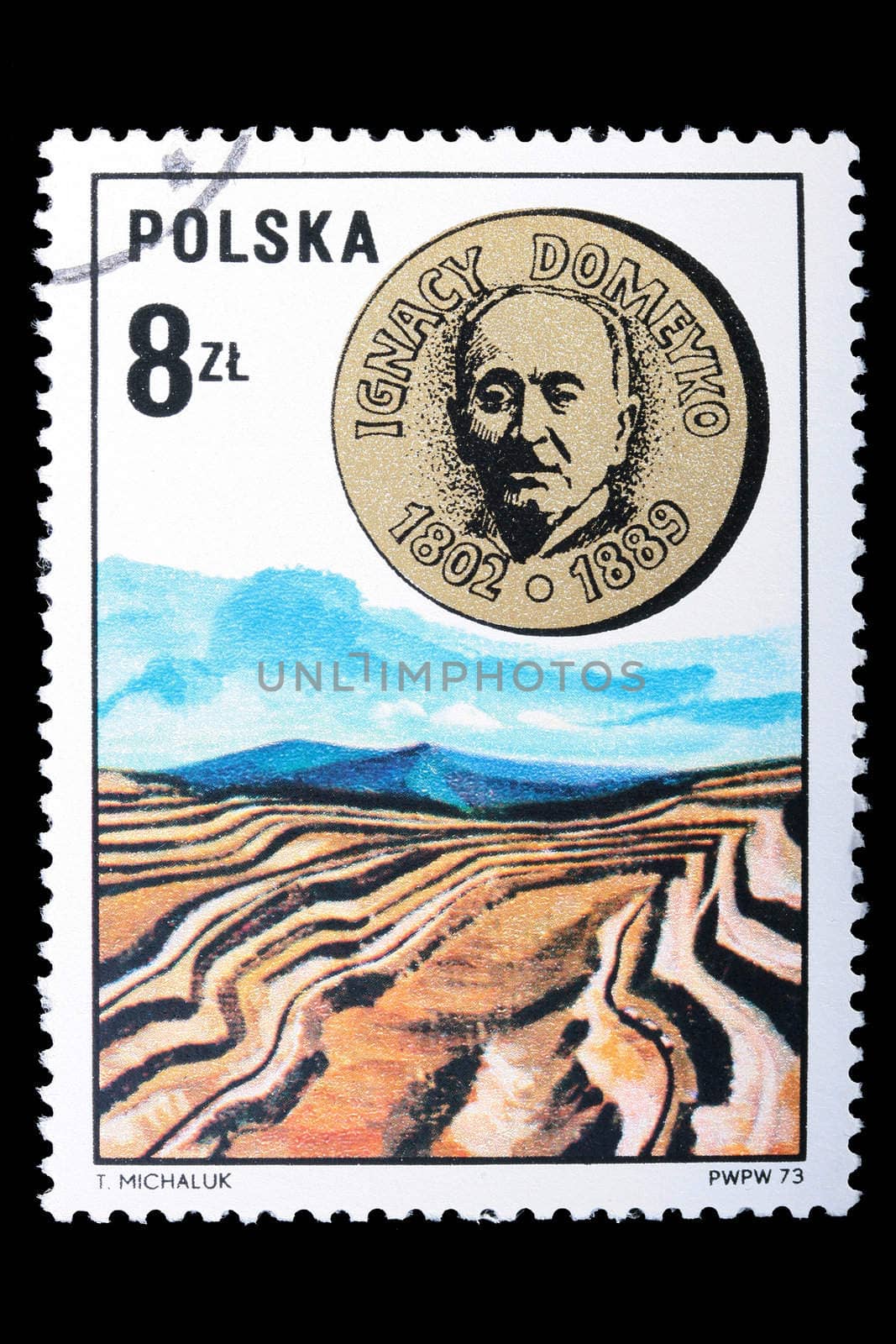 Poland - CIRCA 1973: A stamp is printed in Poland and visited Ignacy Domeyko, let out CIRCA in 1973.