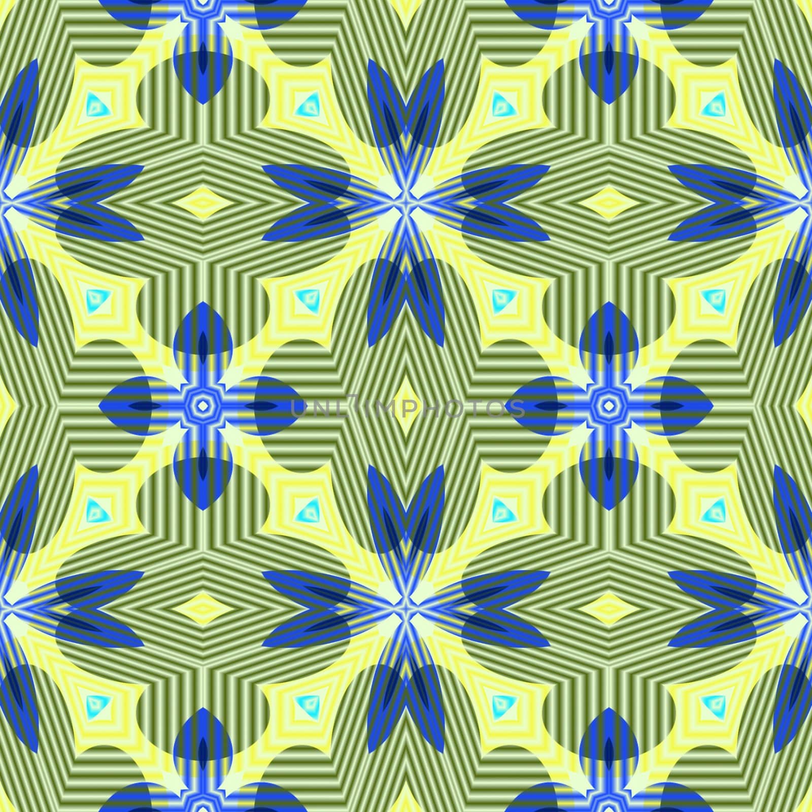 seamless texture of nordic shapes in blue and yellow