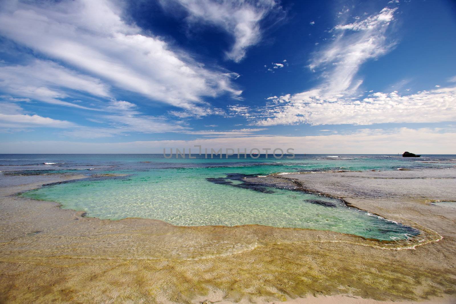 A natural swimming pool known as The Basin found on Rottnest Island, Western Australia.