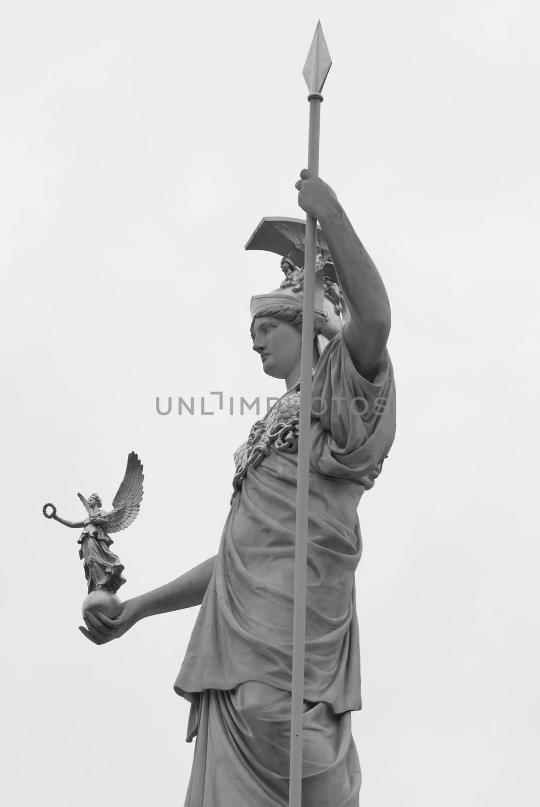 the famous sculptures around the austrian parliament dedicated to the greek goddess pallas athena