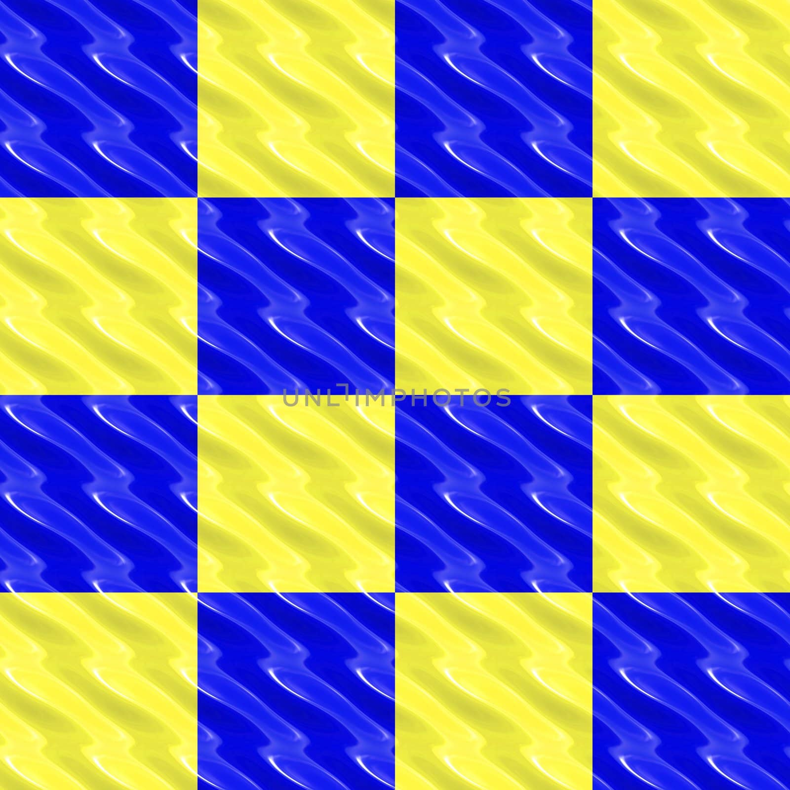 weavy flag of bright yellow and blue squares 