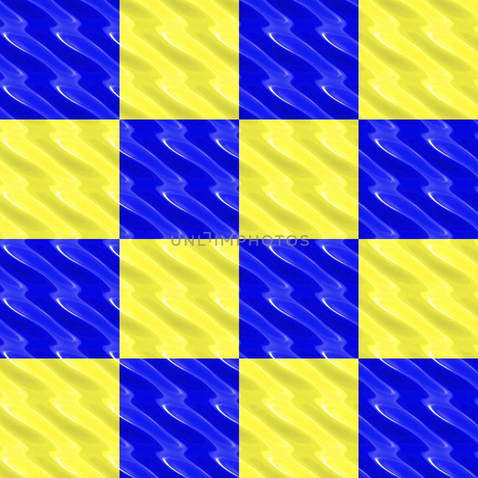 weavy flag of bright yellow and blue squares 