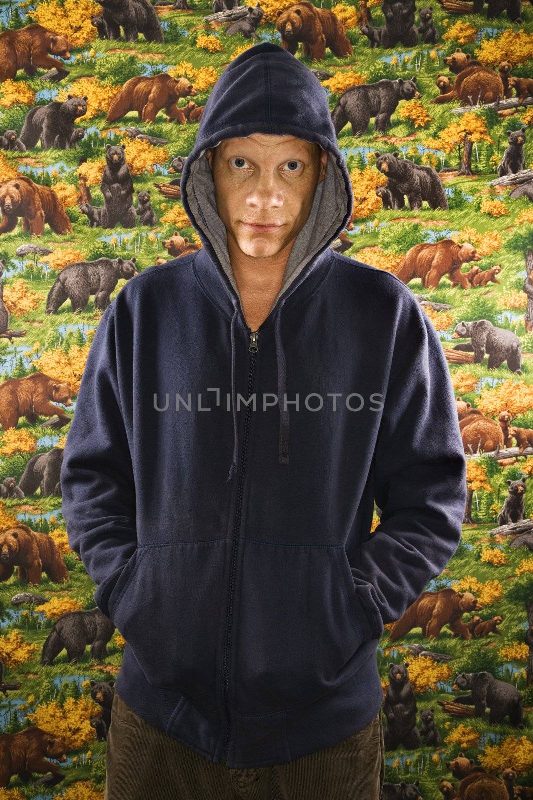 Portrait of a Mid-adult Caucasian male wearing a hoodie.