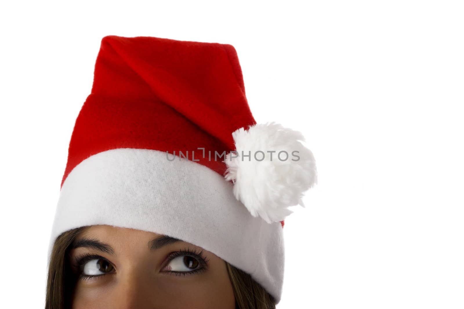 Beautiful woman with a Santa Claus visual