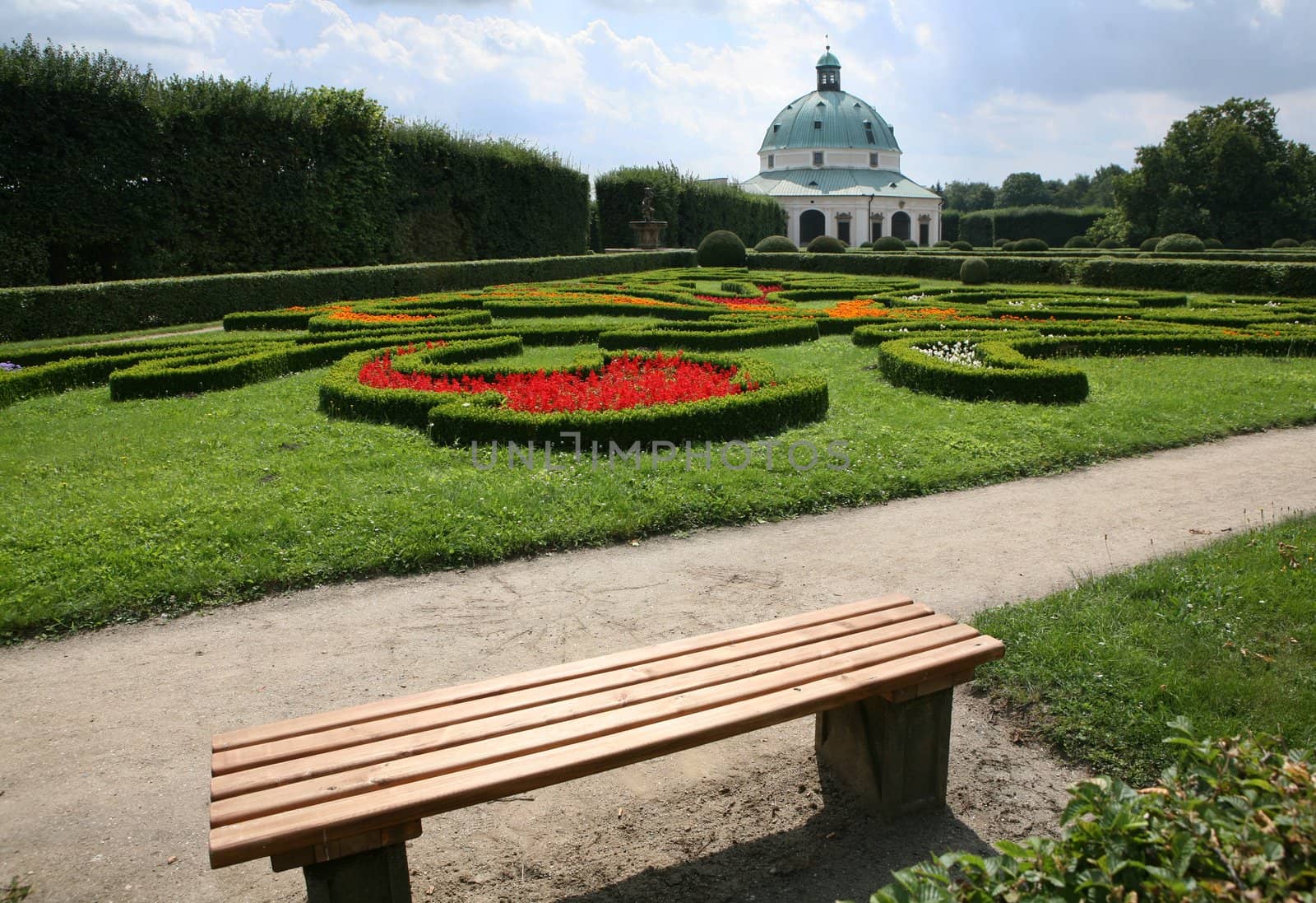 Flower garden of Castle in Kromeriz, Czech Republic