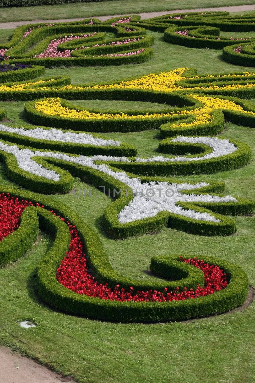 Flower garden of Castle in Kromeriz, Czech Republic