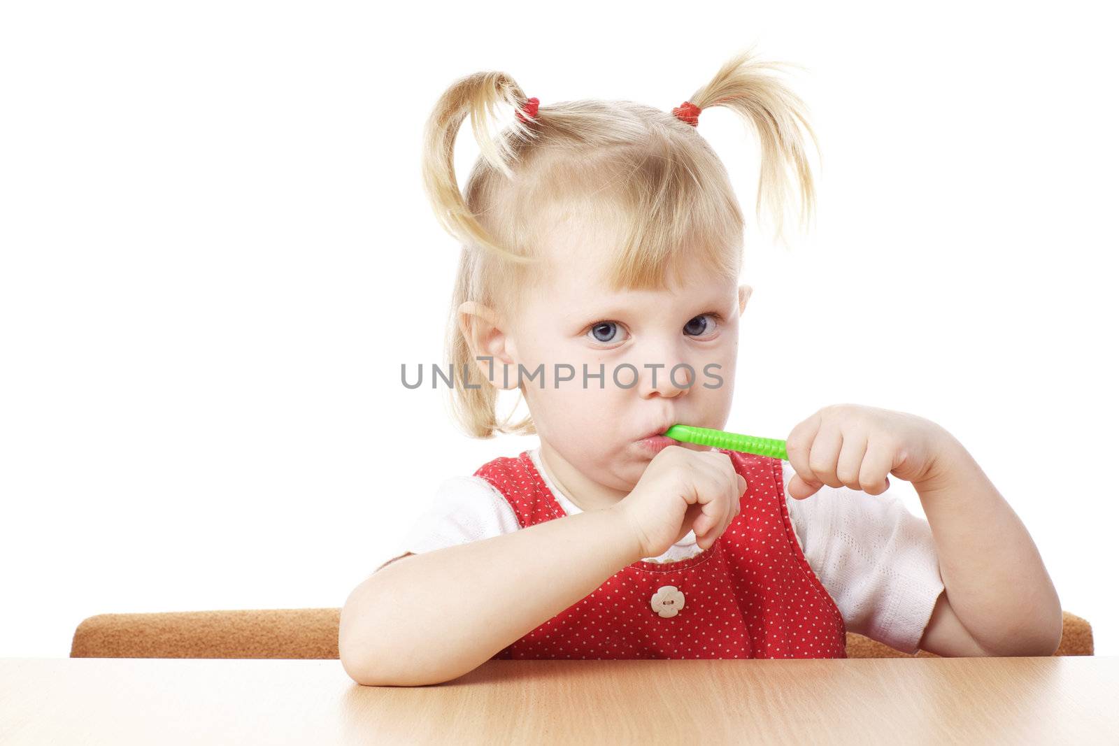 child with toothbrush by vsurkov