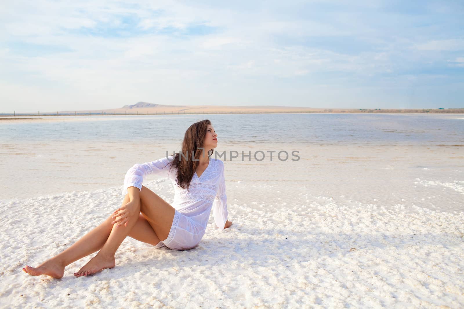 girl on the salt beach