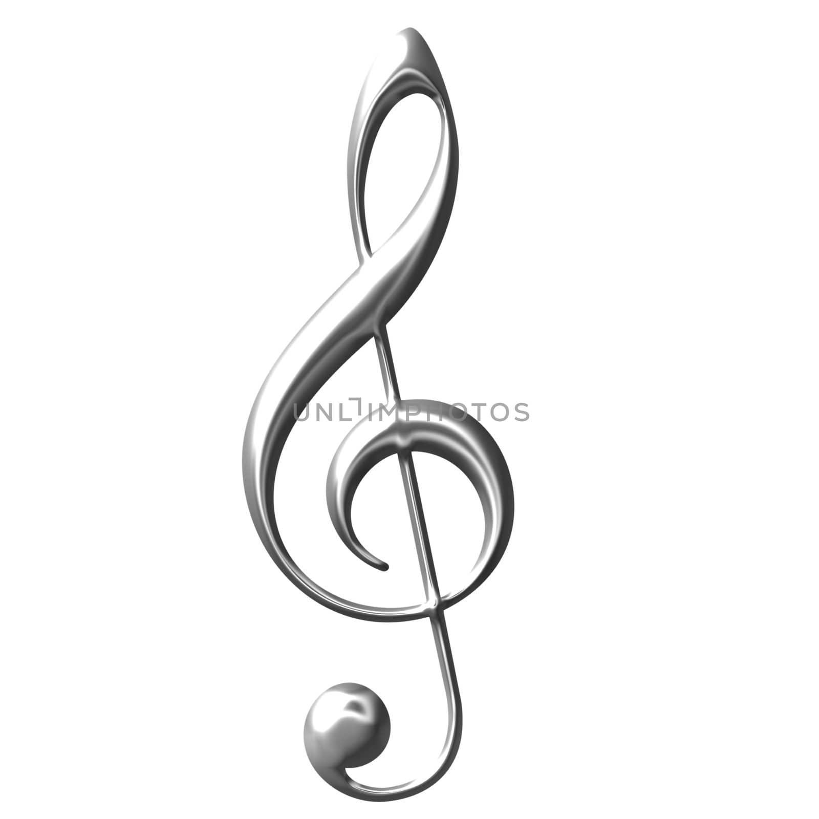 3D Silver Treble Clef  by Georgios