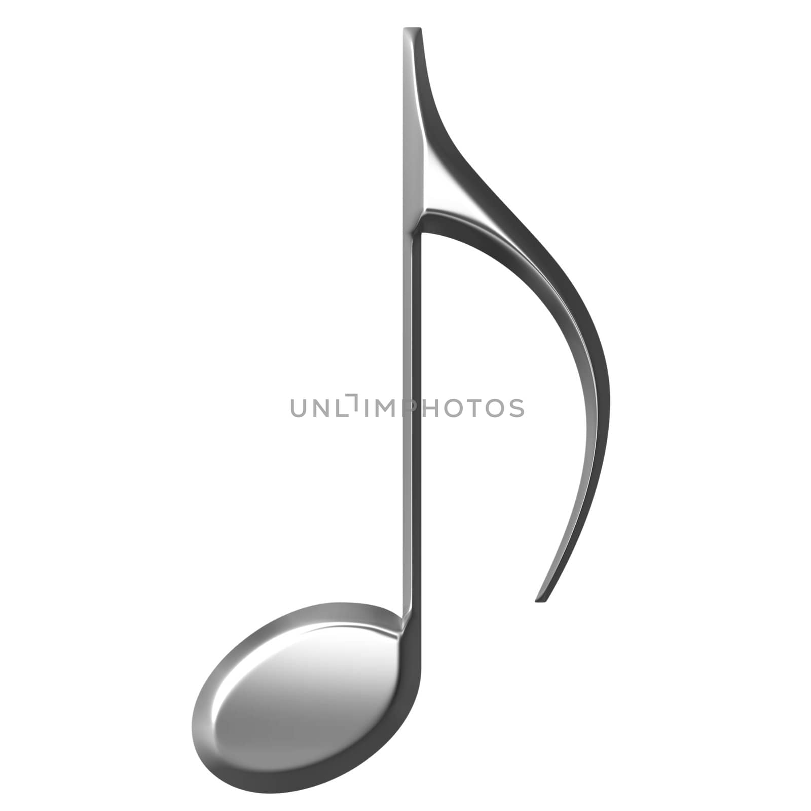 3d silver Eighth Note isolated in white