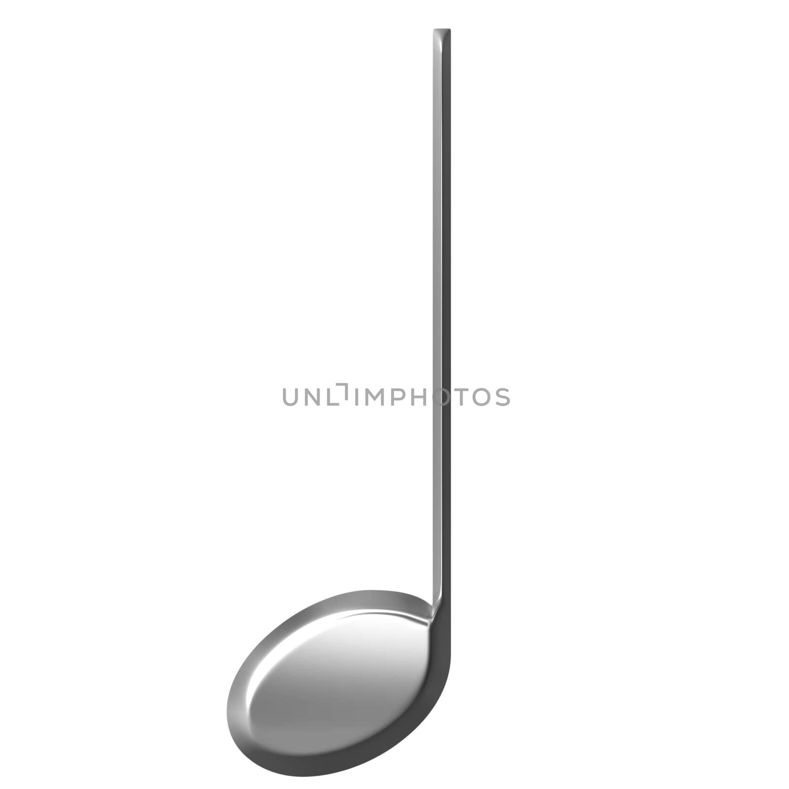 3d silver Quarter Note isolated in white