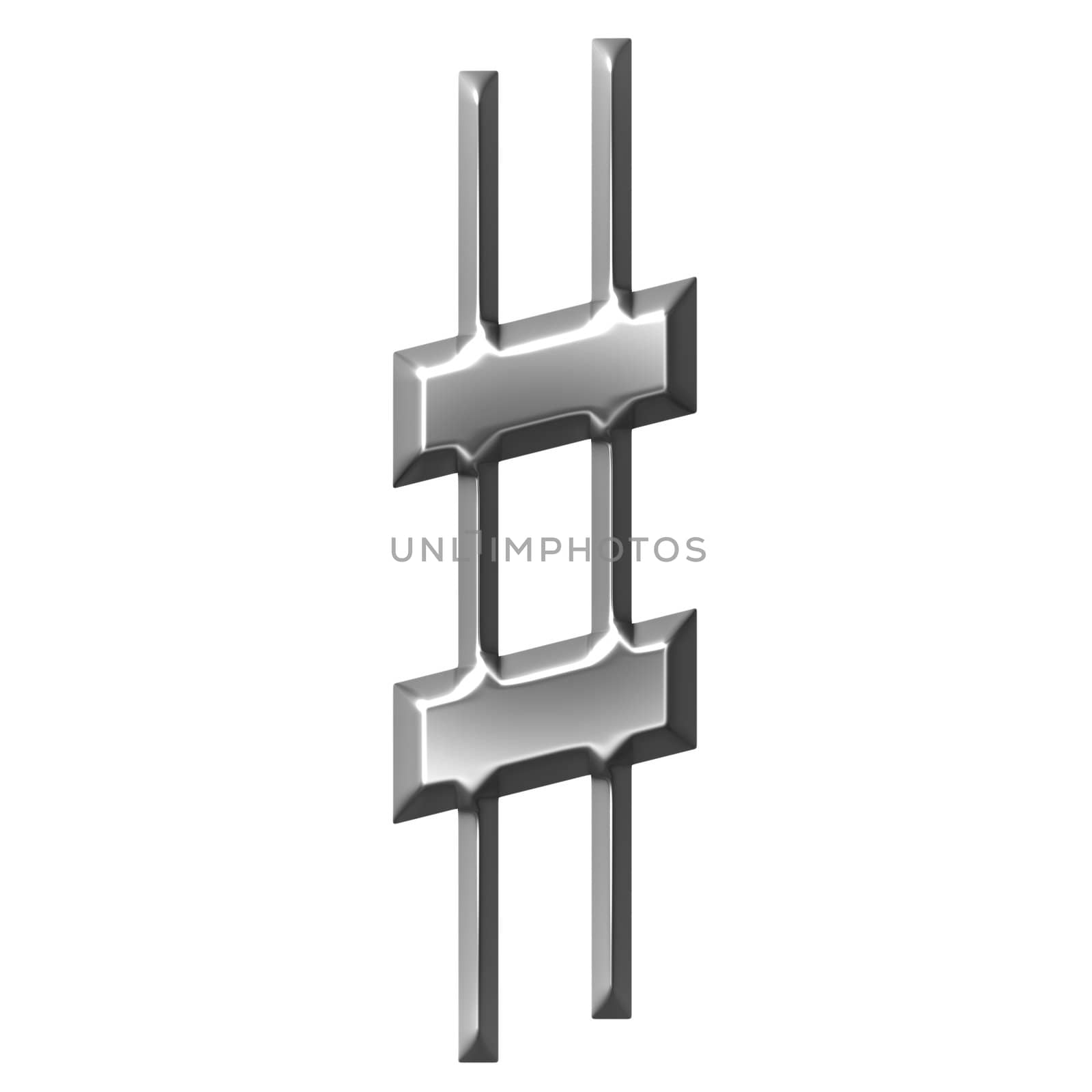 3d silver Sharp Symbol isolated in white
