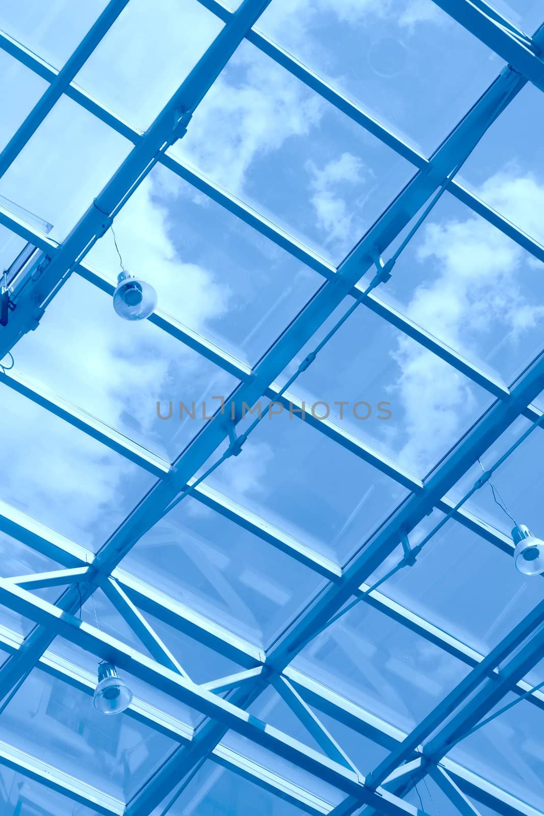 abstraction, engineering metallic-glass construction of the ceiling of the office building