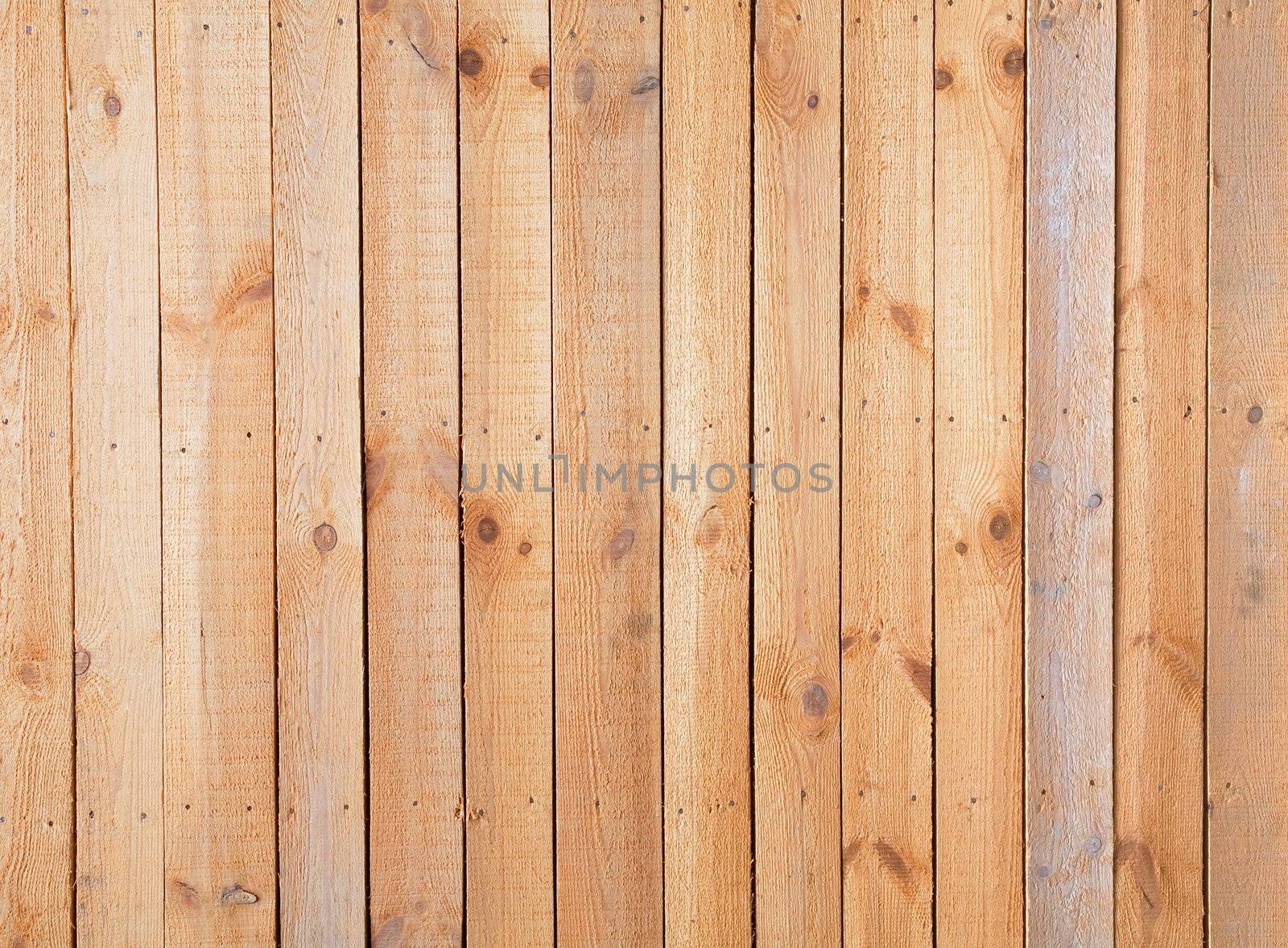 Surface of wall covered a rough wooden plank