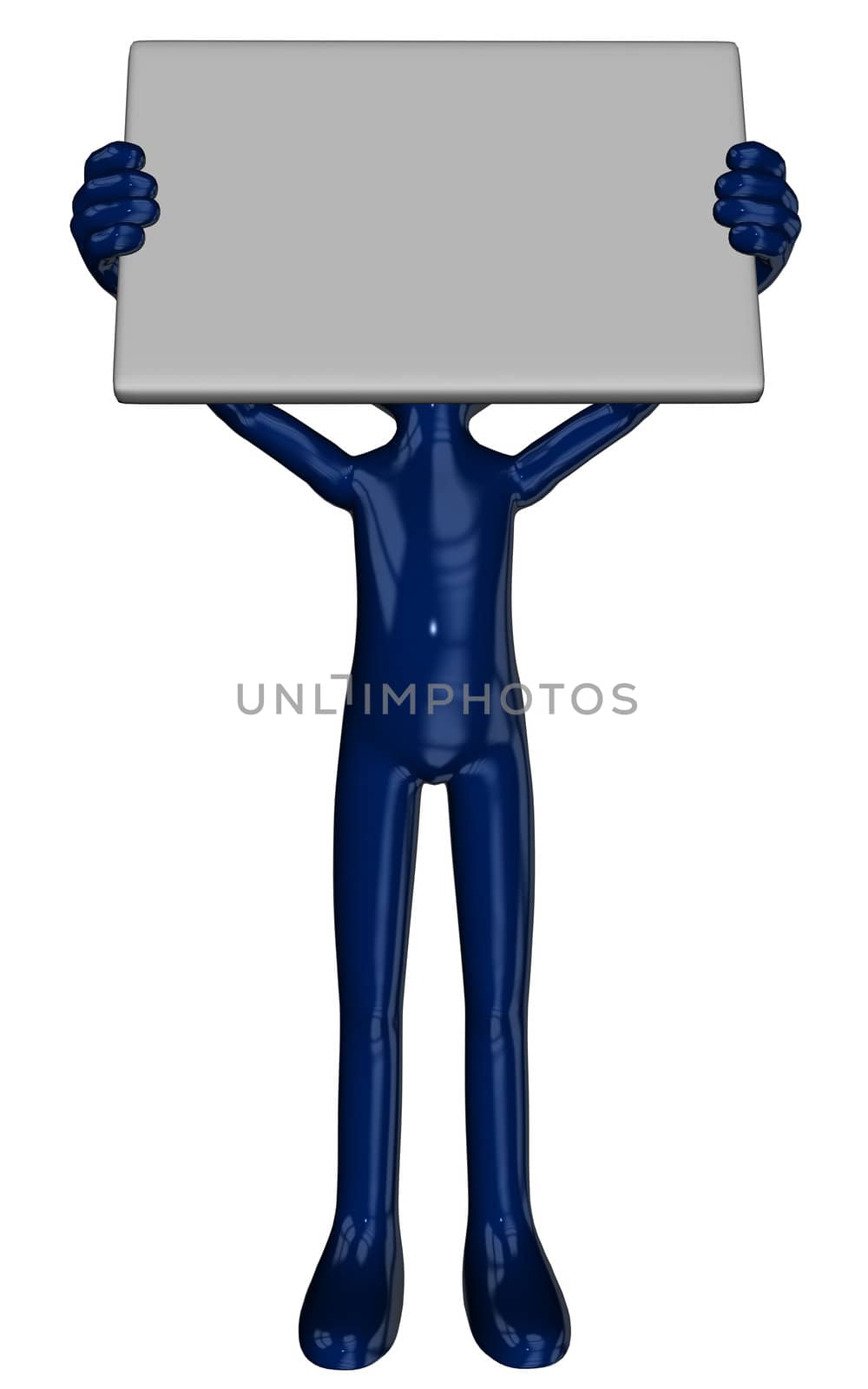 3D rendered cartoon Michael figure with sign in poses