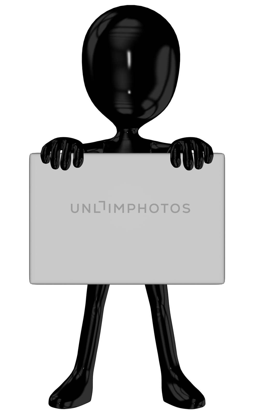 3D rendered cartoon Michael figure with sign in poses