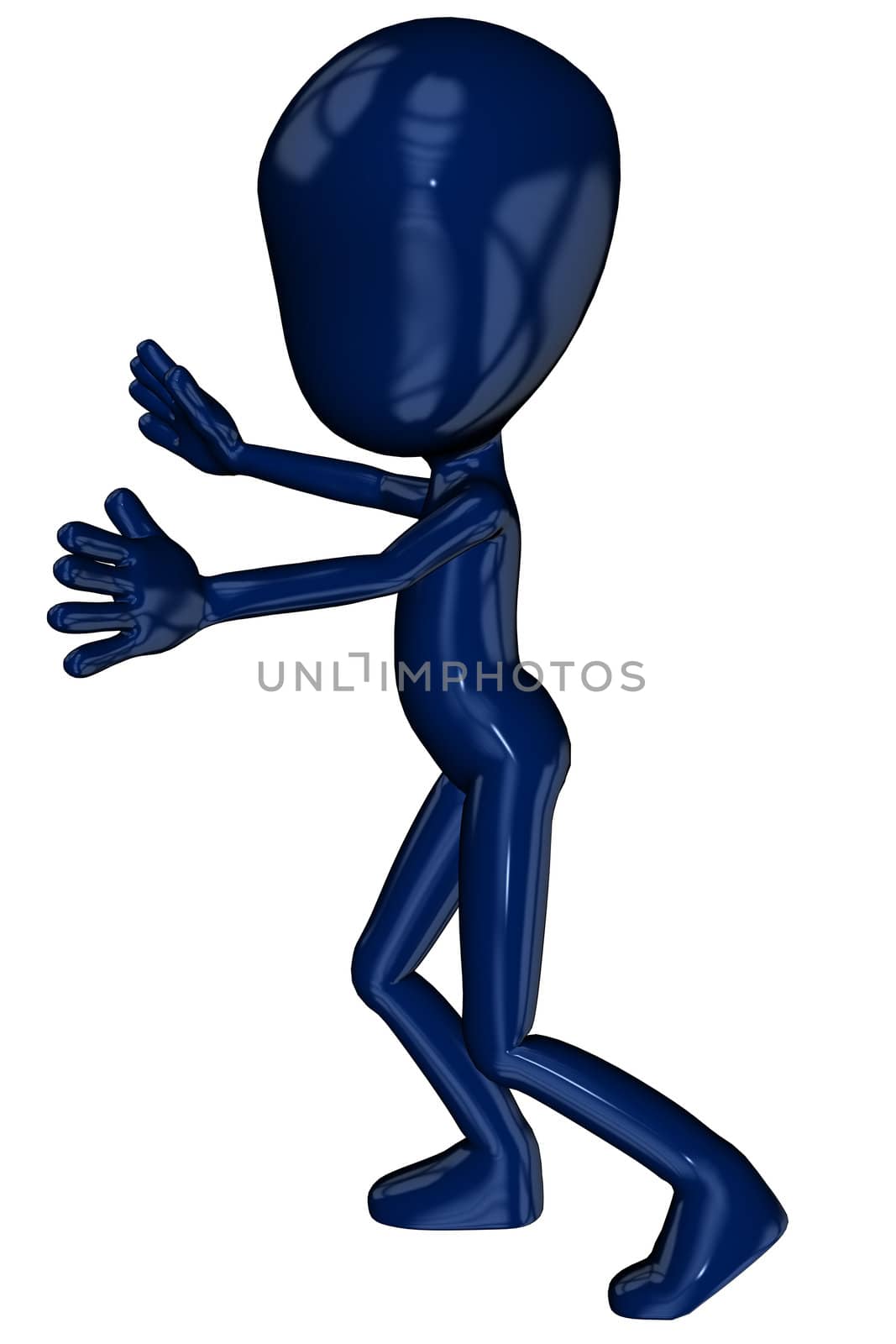 3D rendered cartoon Michael figure with sign in poses