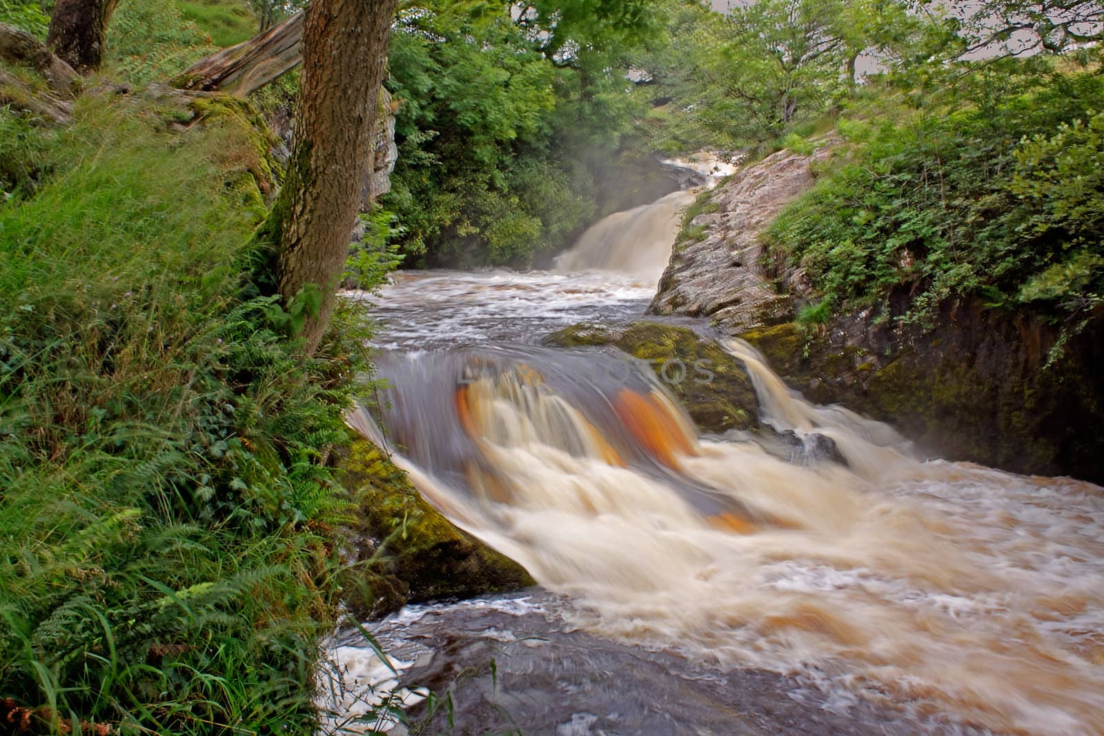 A waterfall on the River Doe near Ingleton in Yorkshire, England.