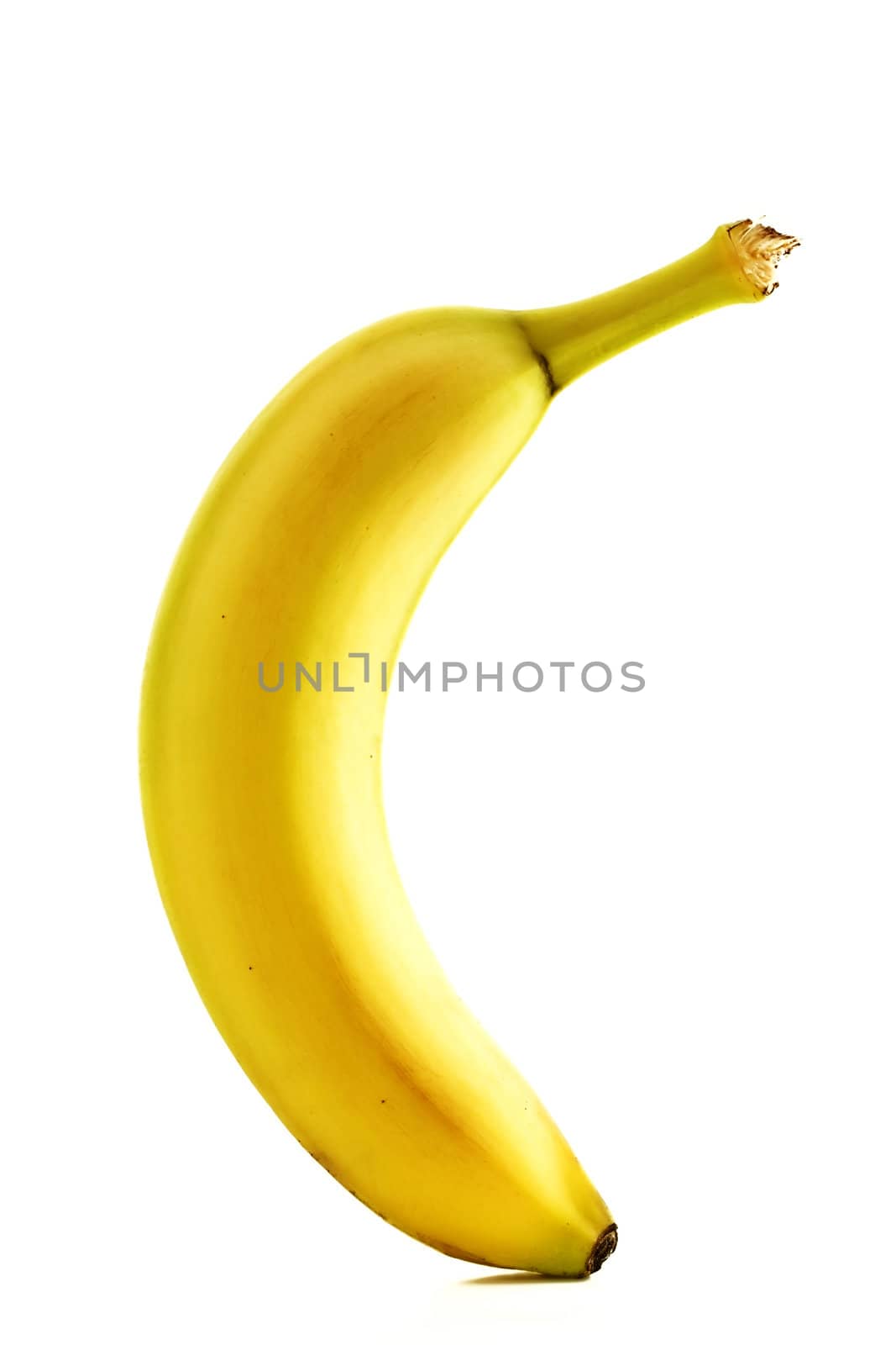 one banana standing on white background