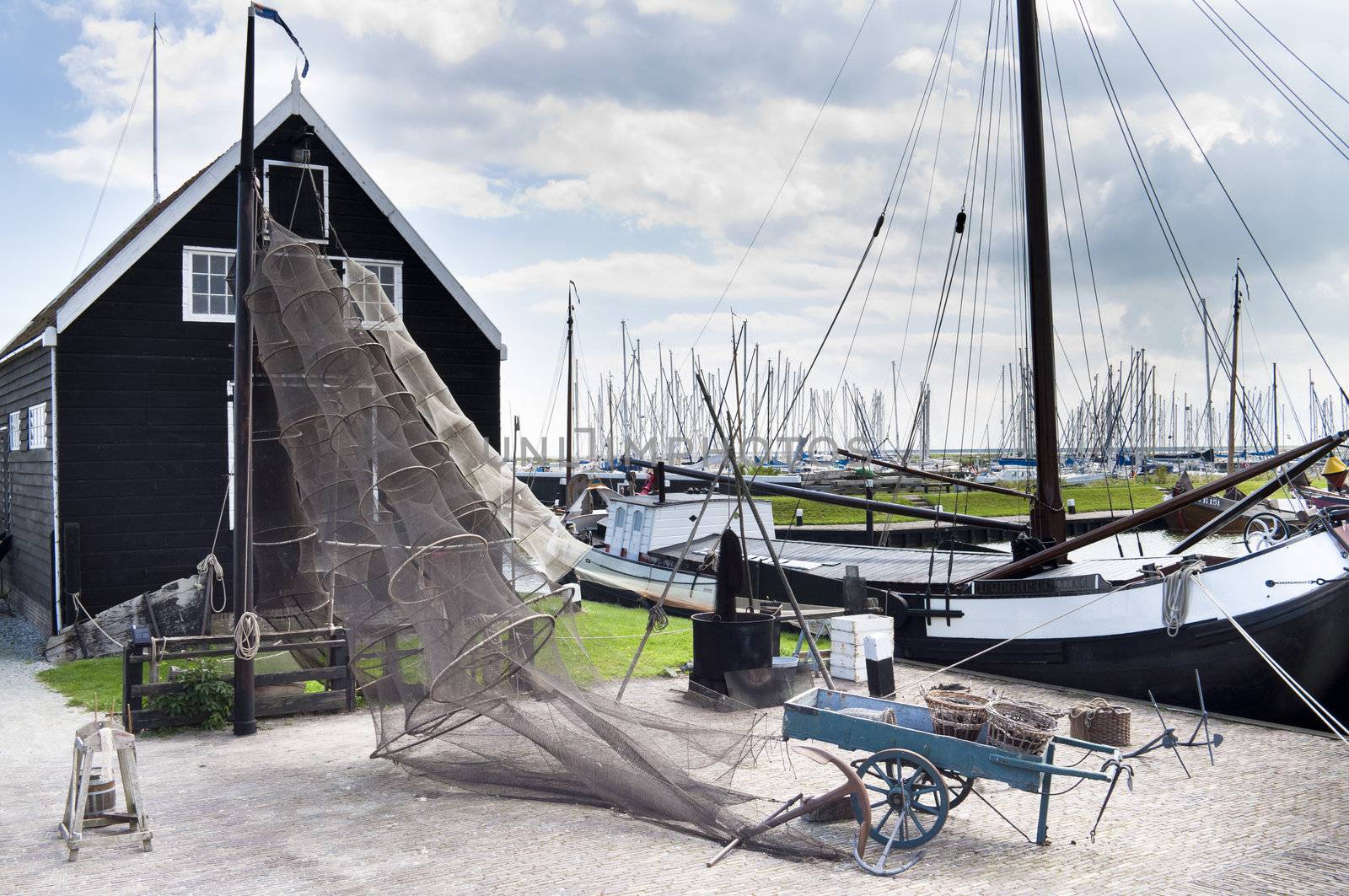 Old Fishing equipment in a dutch harbor