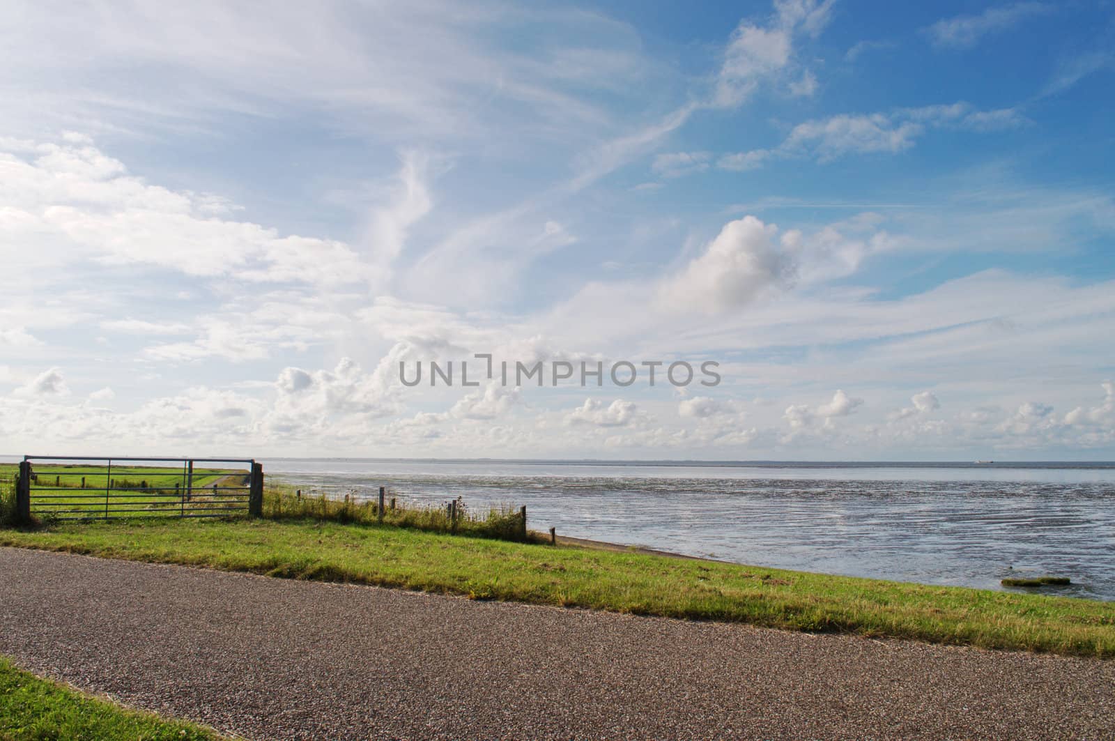 sky view on a northen sea in Netherlands