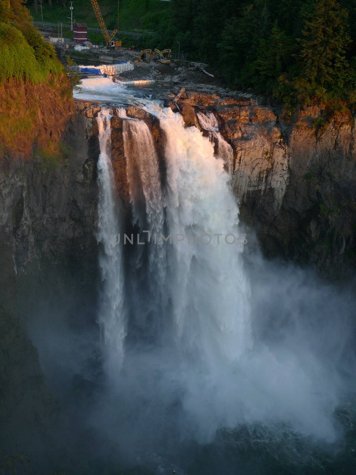 waterfall at dusk by seattlephoto