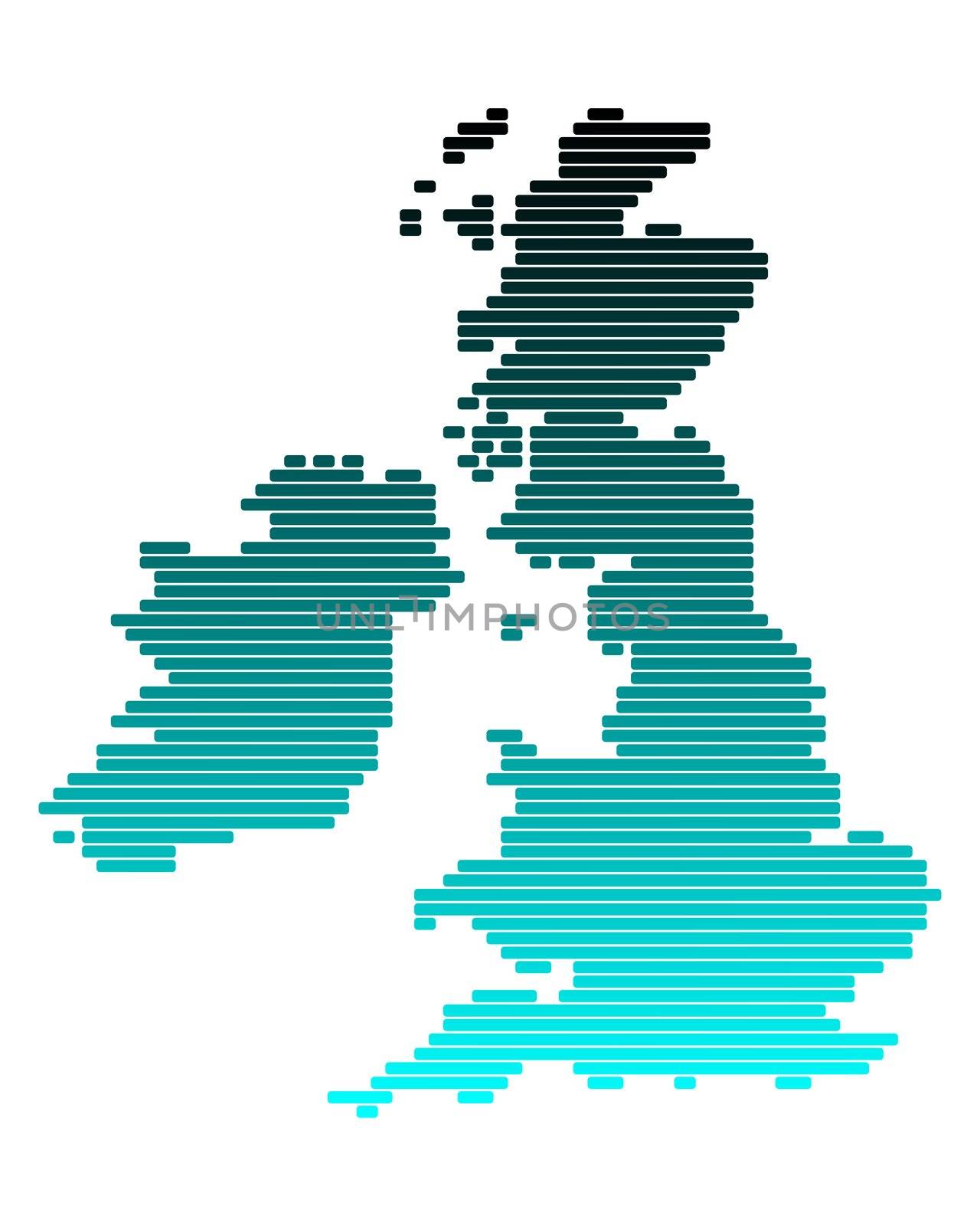 Vector map of British Isles in broad lines
