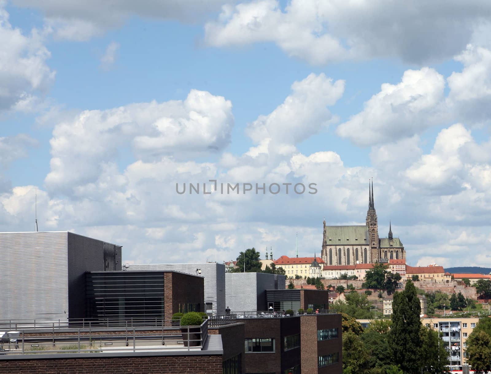 View of ghotic cathedral in Brno from one of office buildings around by haak78