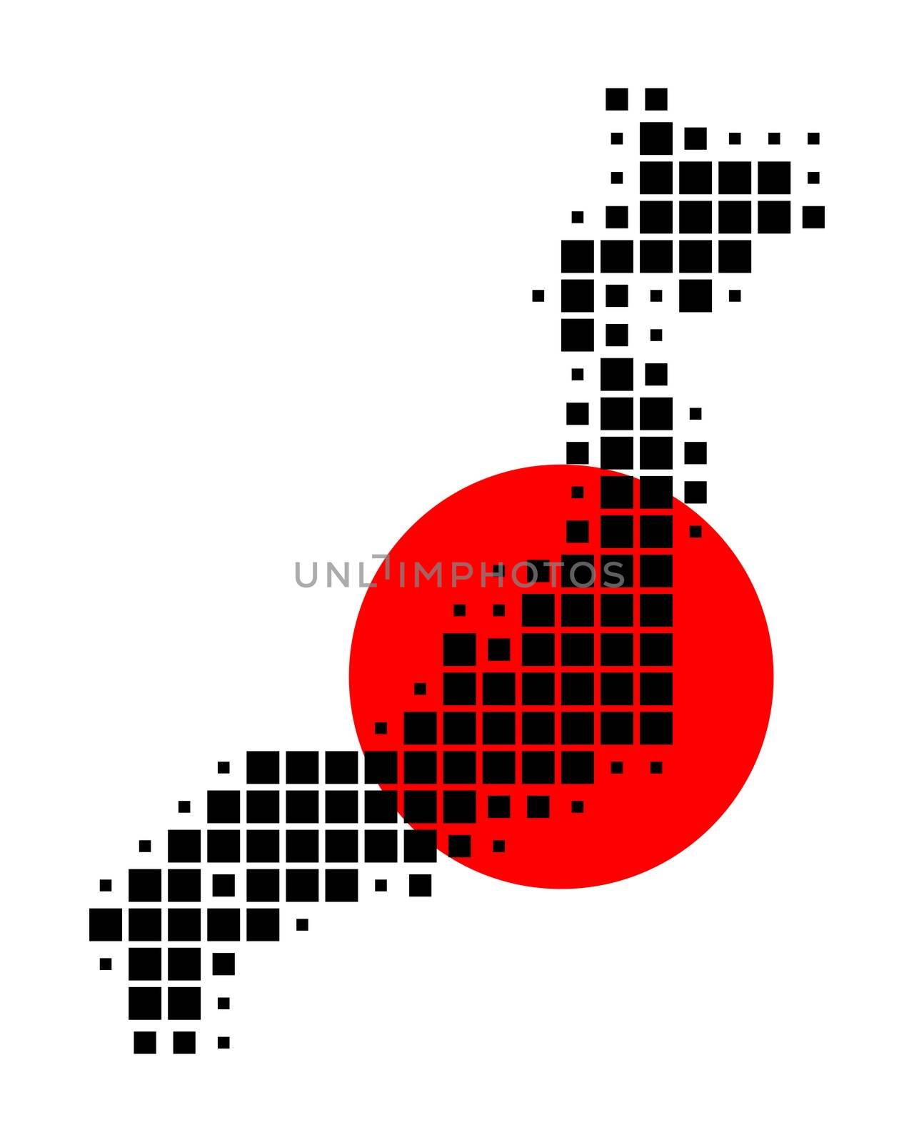 Map and flag of Japan