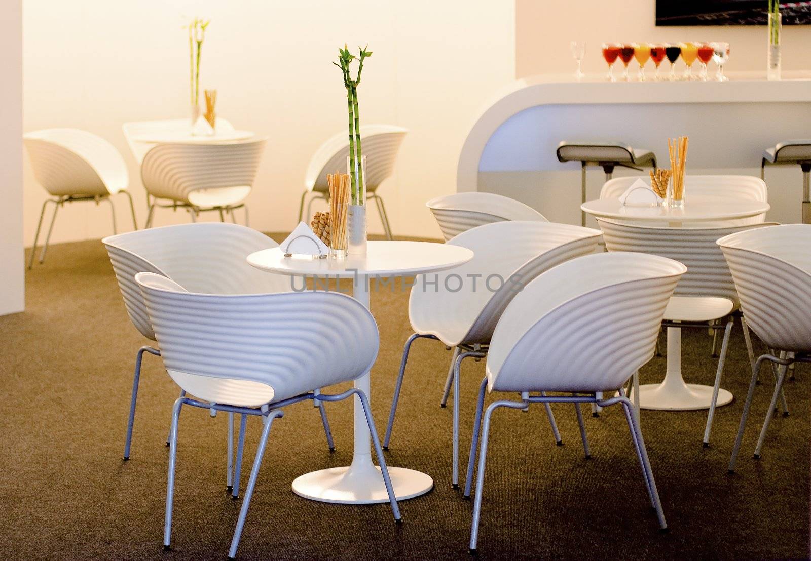 little cafe interior in office center - table and chairs