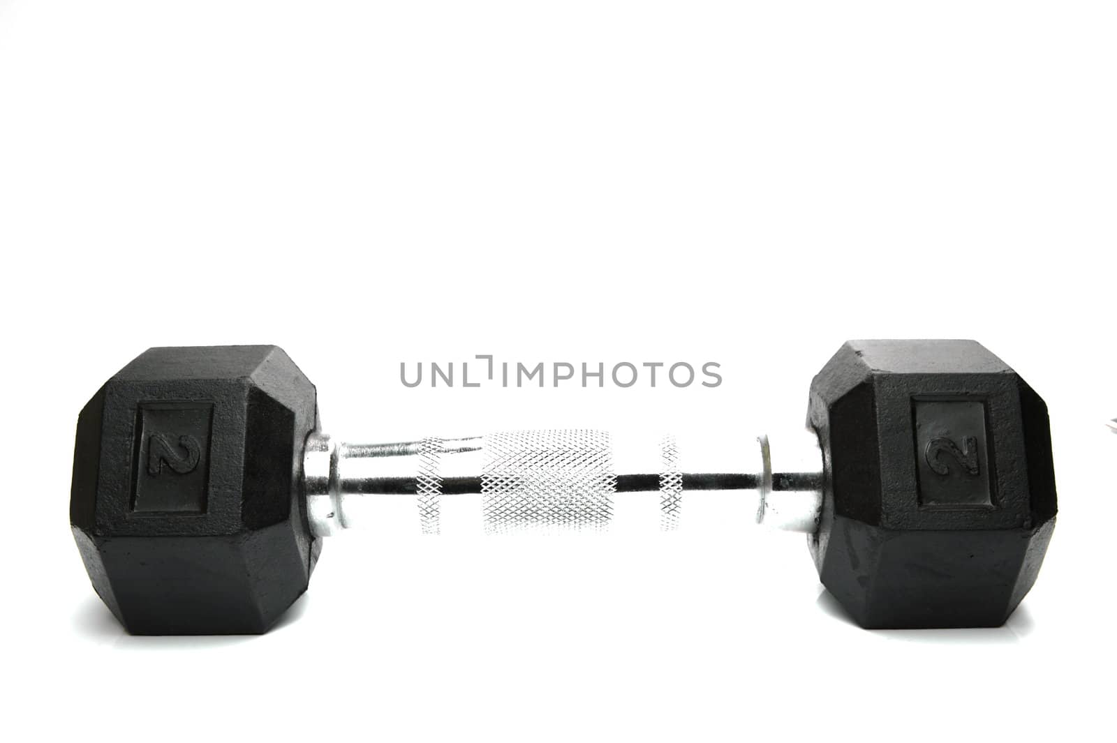 Weight lifting dumbbells isolated against a white background