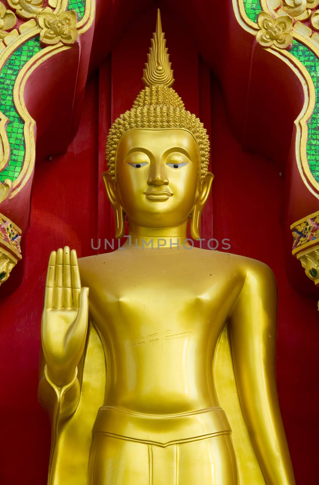 close-up of a golden buddha at wat plai laem on koh samui, thailand