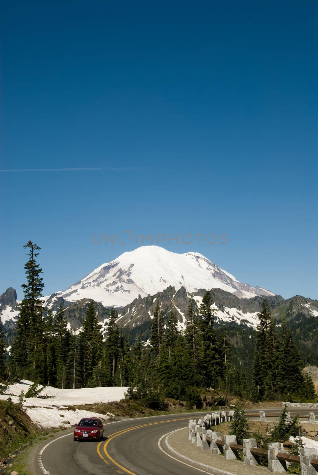 Chinook pass road and Mt. Rainier, Wa, USA