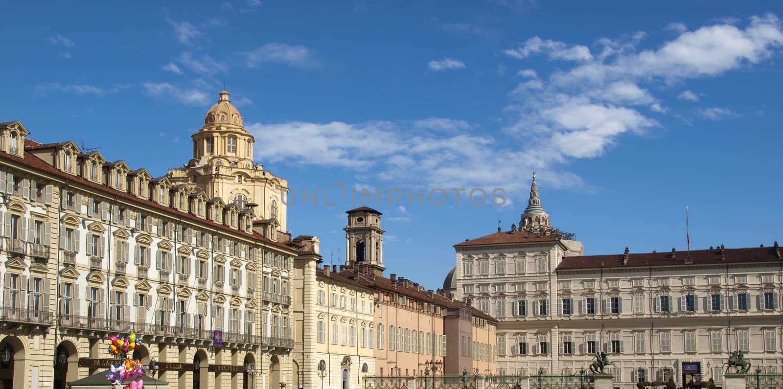 Piazza Castello, central baroque square in Turin, Italy