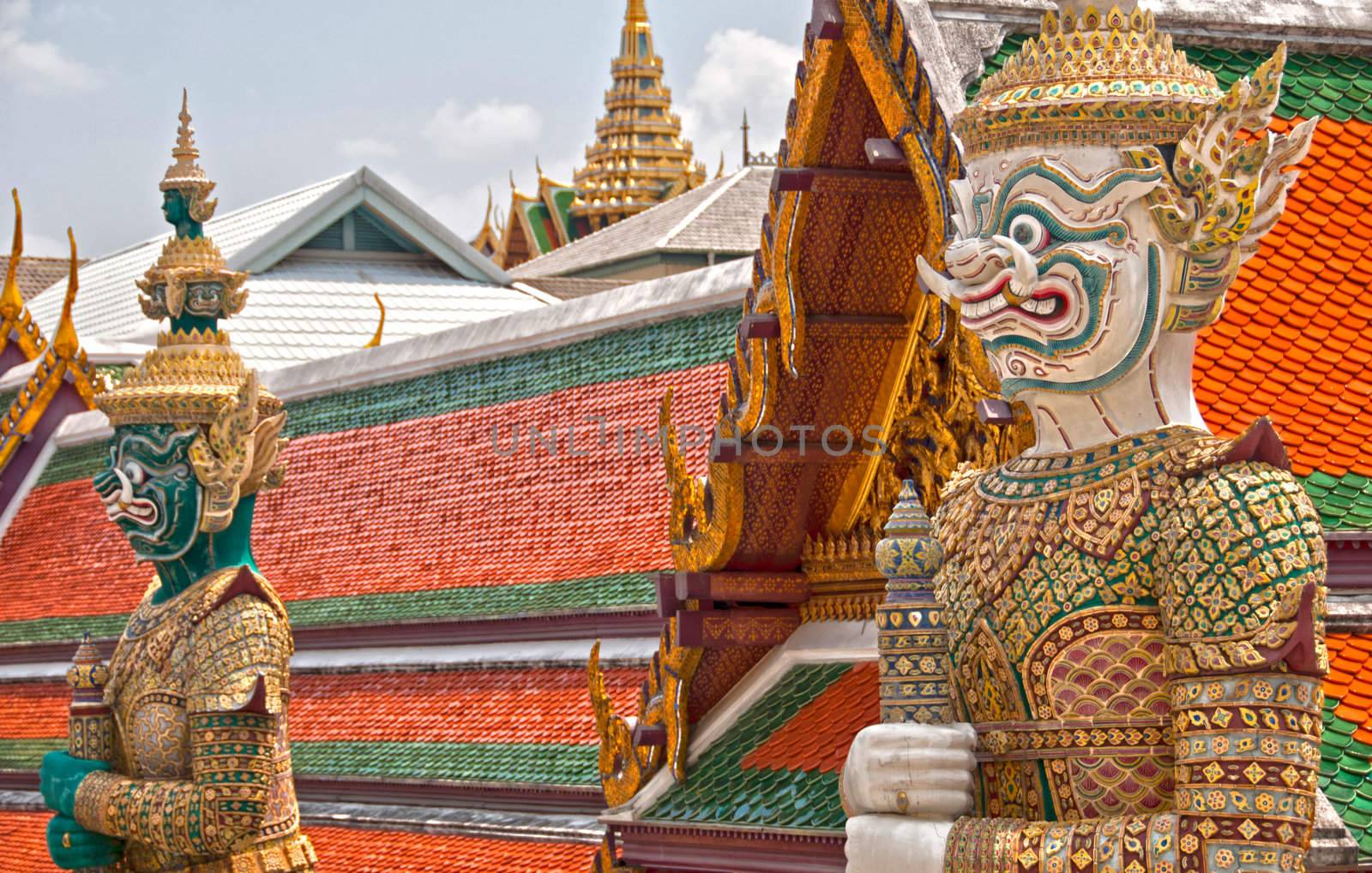 Statues inside the Grand Palace, Bangkok, Thailand