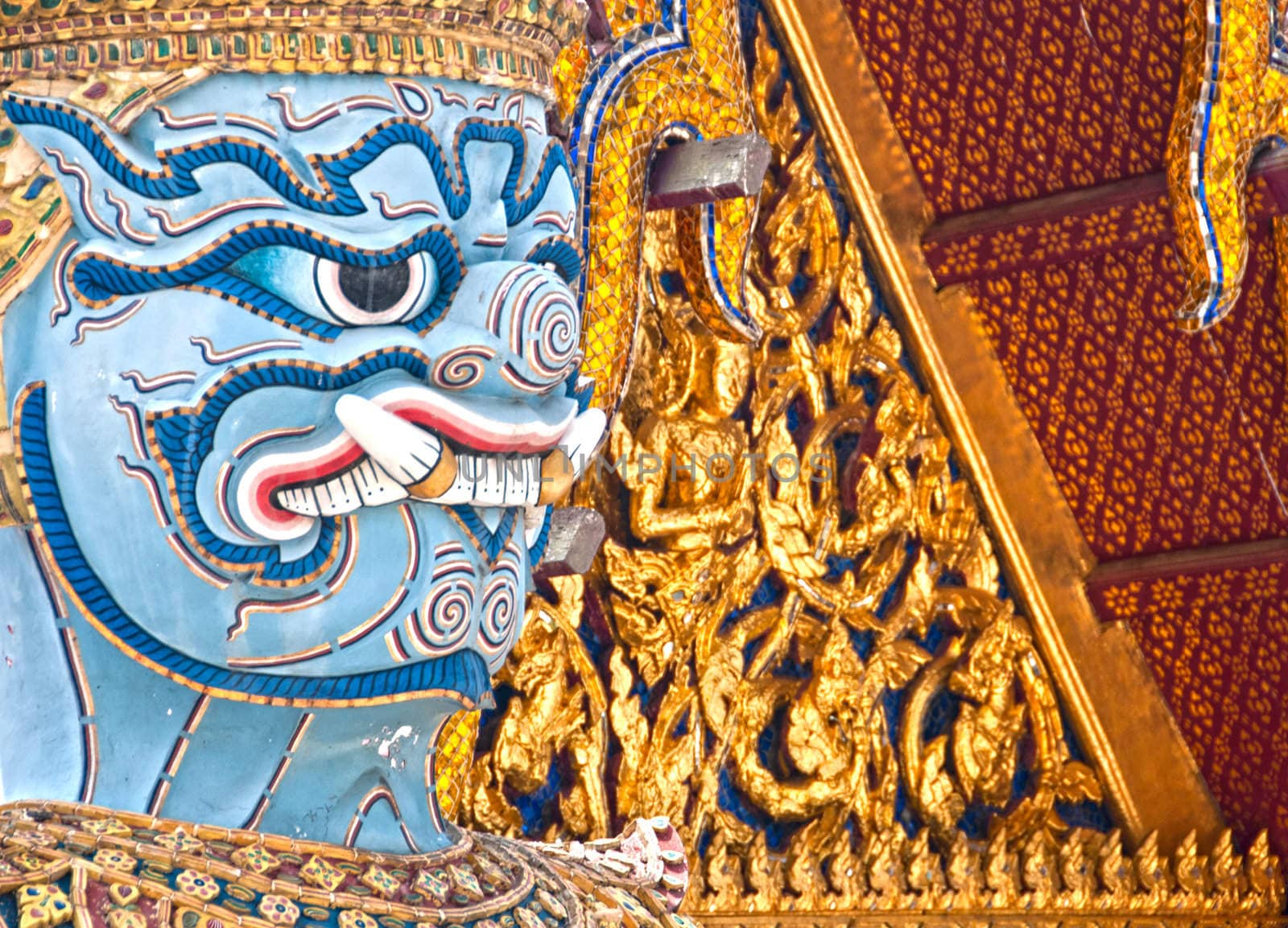 Close up of a statue inside the Grand Palace, Bangkok, Thailand
