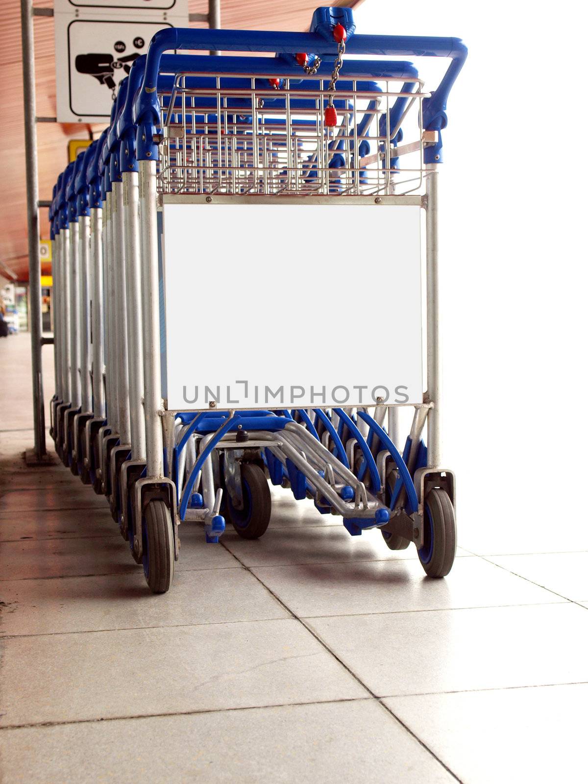 Trolley for luggage or baggage transportation at airports