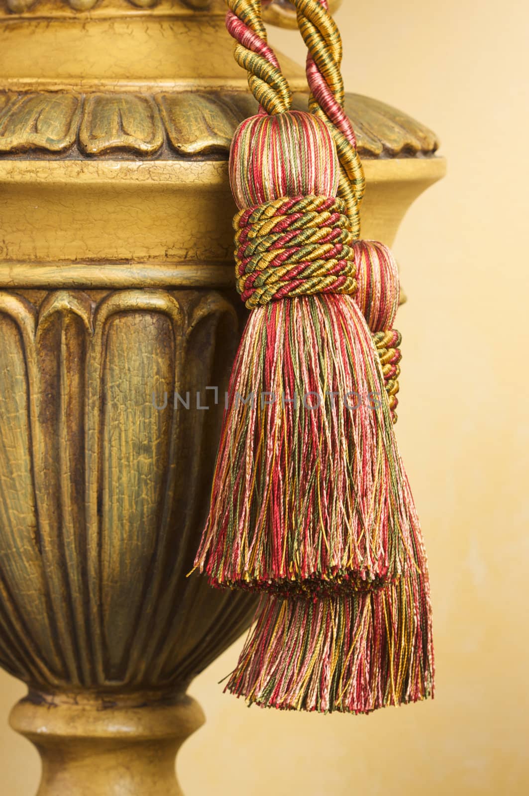 Lamp on Table with Ornate Hanging Tassel