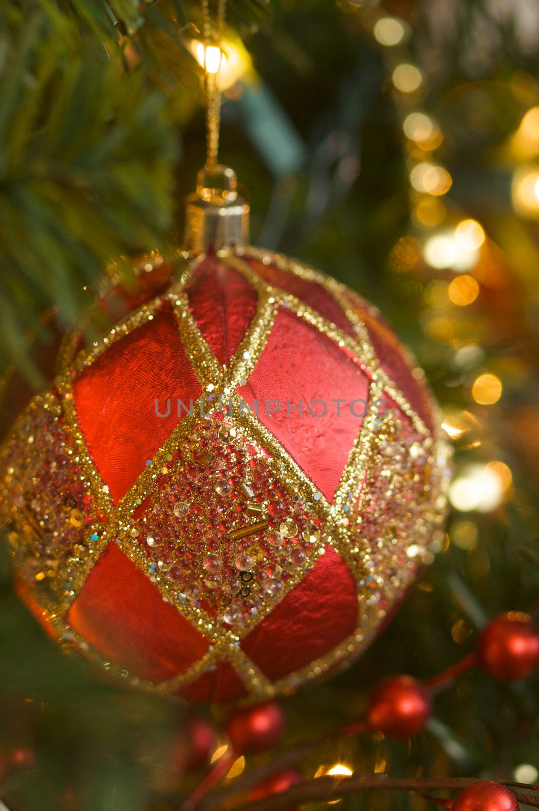 Ornate Ornament Hanging on the Christmas Tree