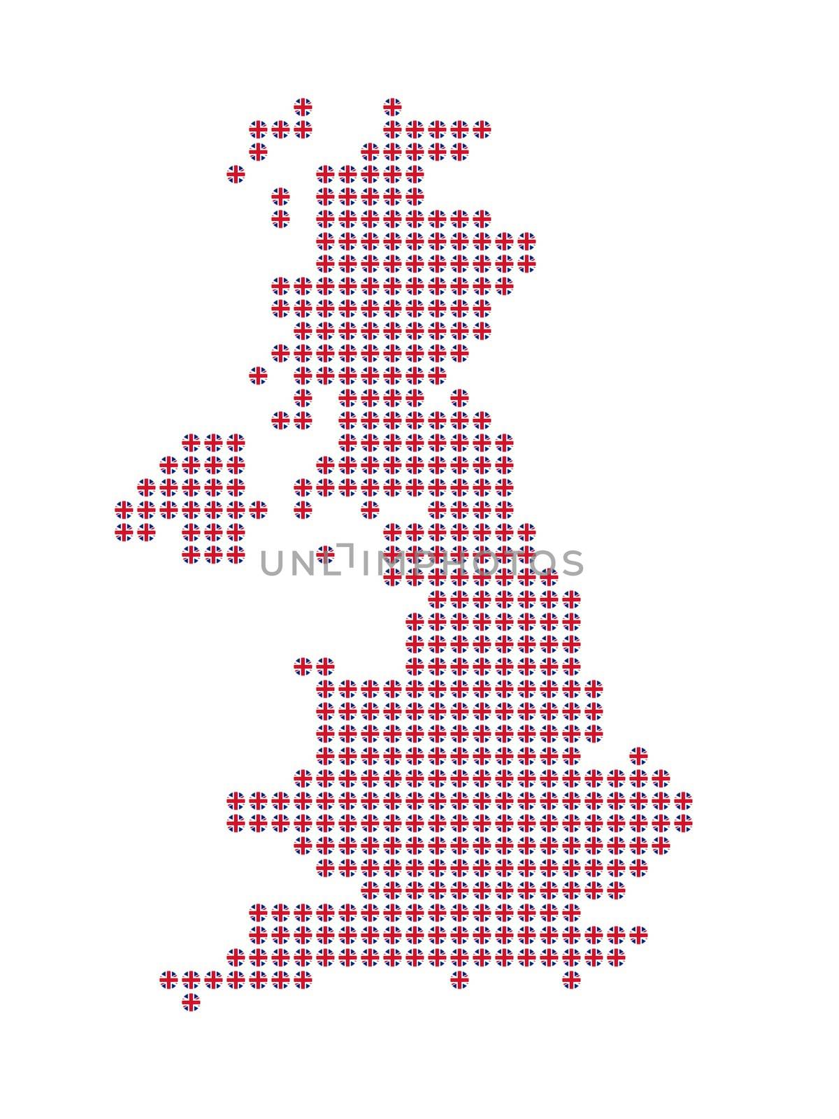 Map of the Great Britain with Union Jack