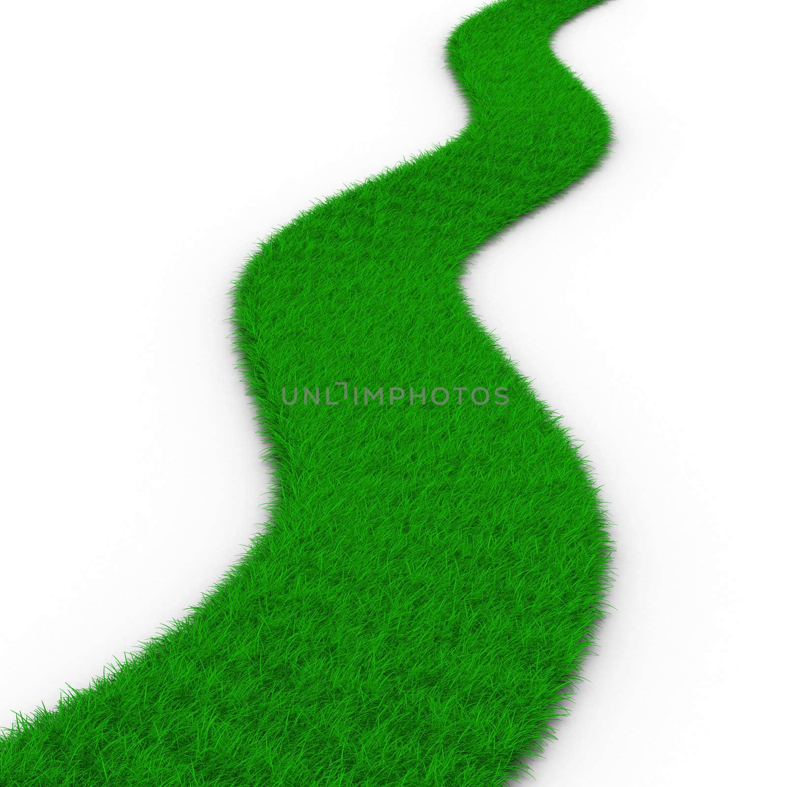 road from grass on white. Isolated 3D image